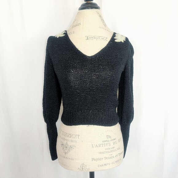 Vintage Melange II Knit Sweater Small Sequin Applique - Picture 8 of 8